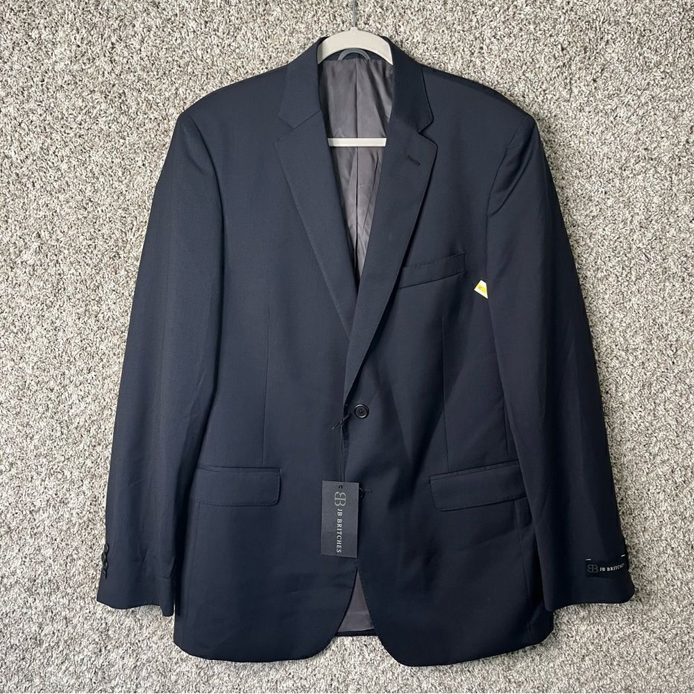 JB Britches Blazer Men’s 42L Logan 100% Wool Black Suit Jacket NWT‎